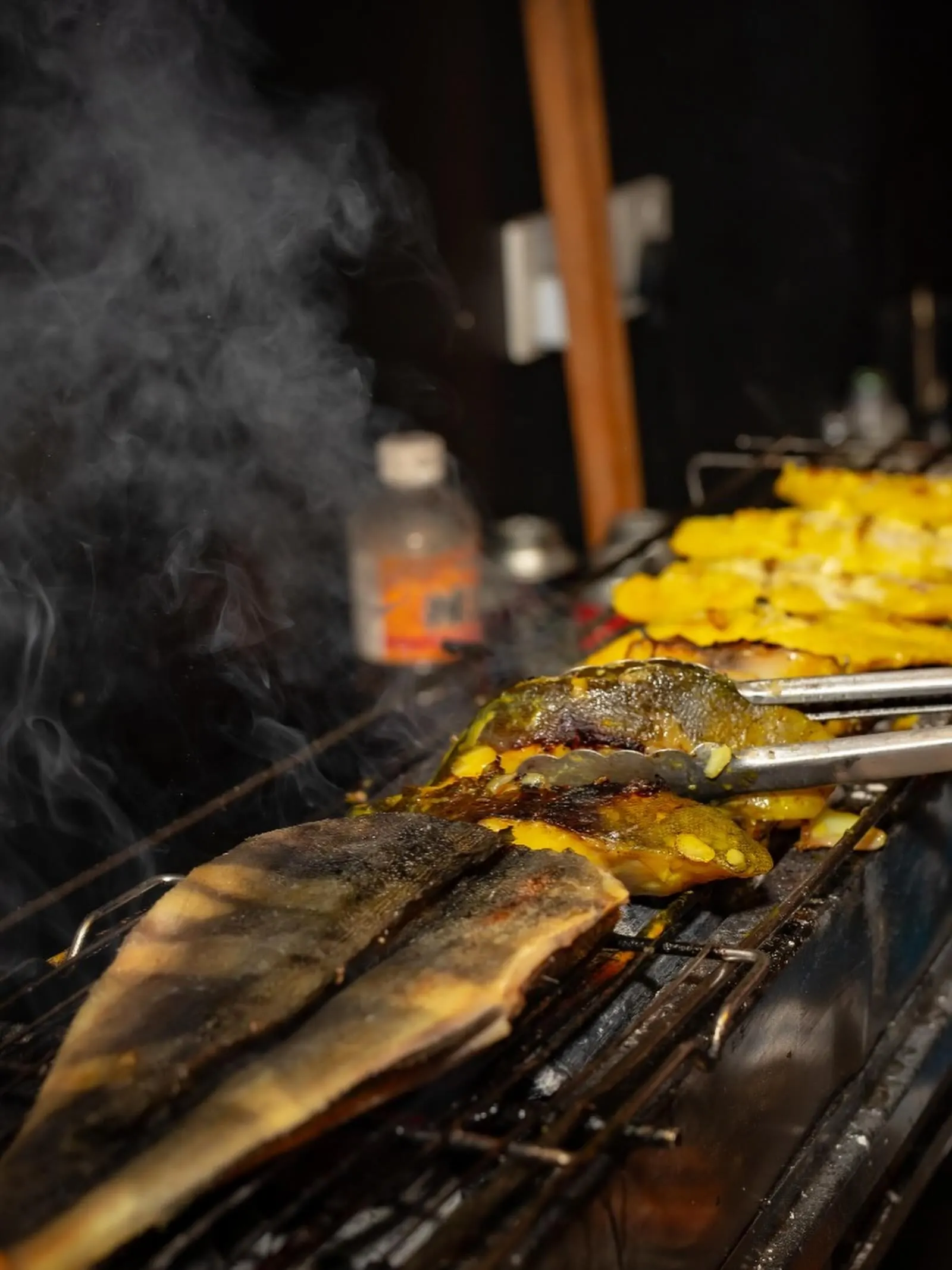 Fish over charcoal